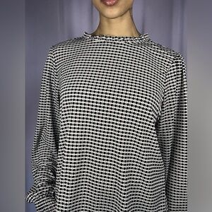 Adrianna Papel Beige Black Polka Dot Long Sleeve Blouse Size M Ruffled Trim Boho